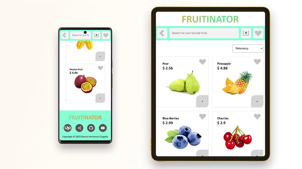 A responsive e-commerce frontend for exotic fruit shopping on desktop and mobile