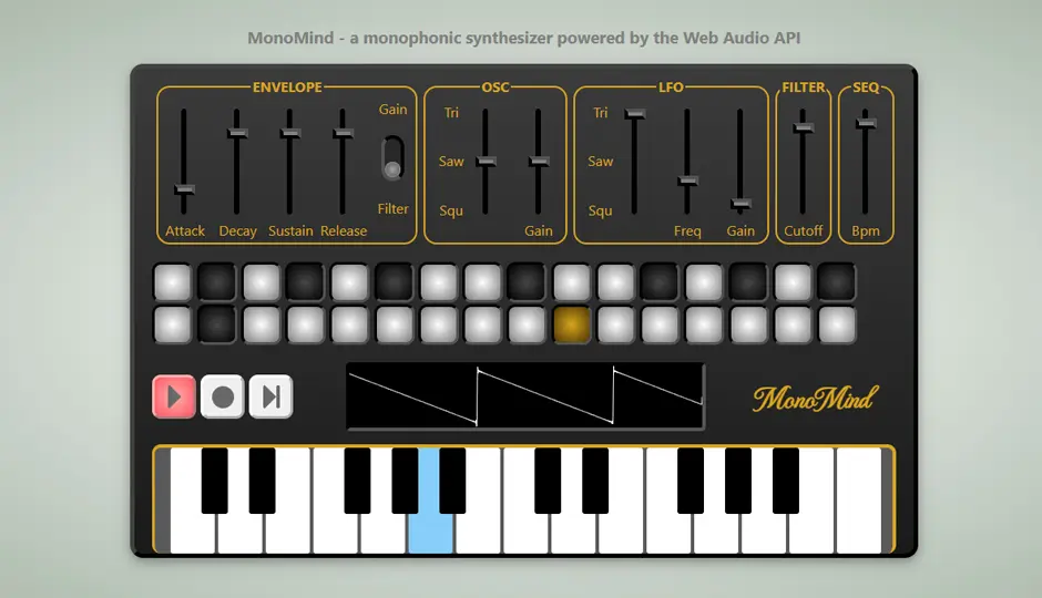 A monophonic synthesizer to play and record synth bass lines from the 80s